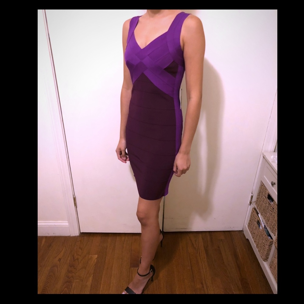 Two-Toned Purple Bandage Dress